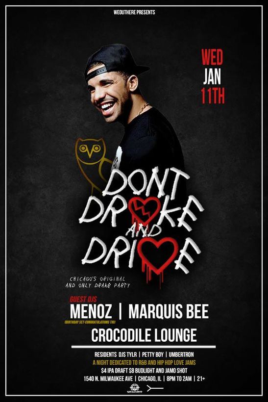 Don't Drake & Drive flyer, Crocodile Lounge, Jan 2017