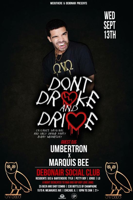Don't Drake & Drive flyer, Debonair Social Club, Sep 2017